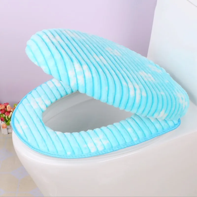 Bathroom Tool Fall/Winter Two Pieces Snowflake Toilet Seat Cover Warm
