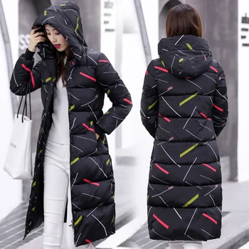 

Hooded Winter Jacket Women Black White 2018 High Quality Womens Coat Long Parka Warm Thicken Outwear Camperas Mujer Invierno