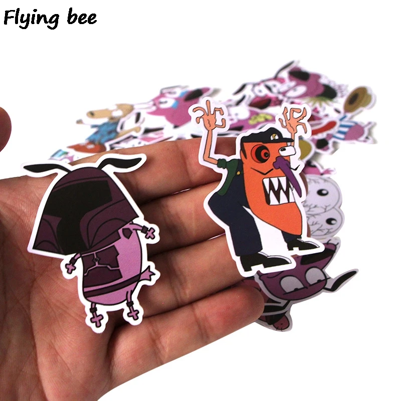 Flyingbee, 38 шт., смелость, трусливая собака, ПВХ, наклейка s, Скрапбукинг для телефона, багажа, ноутбука, велосипеда, гитарная наклейка, наклейка X0283