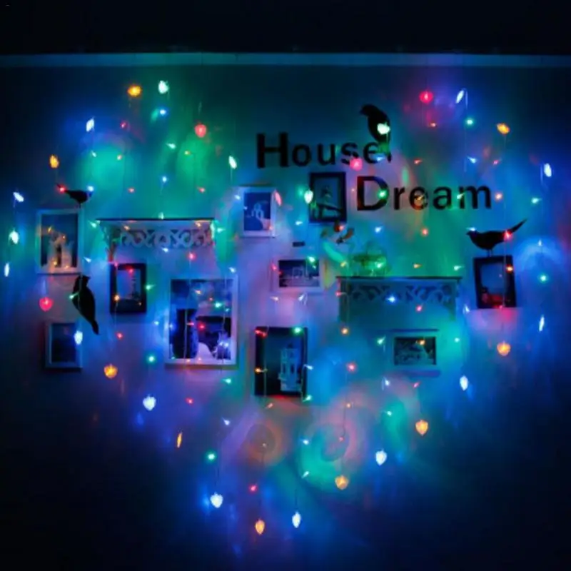 

Heart Icicle Curtain Light 128 LED Holiday Christmas Lights 34 Butterfly LED String Fairy Lights Wedding Decoration