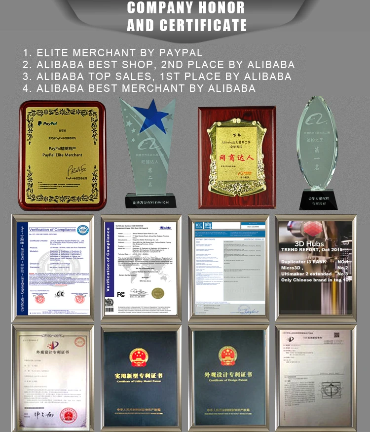 2015 3D HUBS 1st place Professitional Top selling Desktop Open source Rapid prototyping Metal frame WANHAO 3D Printer