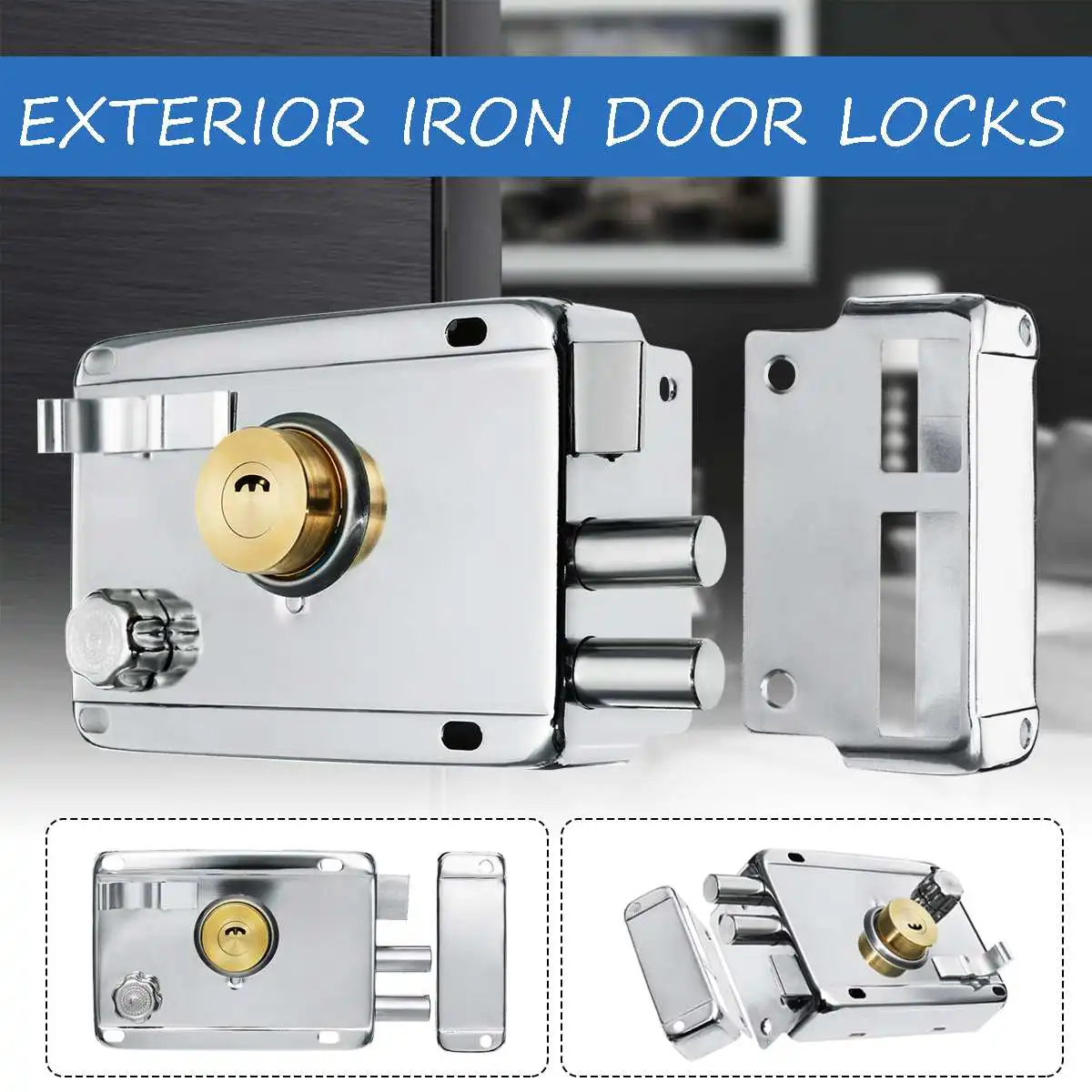 

Multiple Insurance Lock Exterior Iron Door Locks Security Anti-theft Lock Wood Gate Lock For Door Furniture Hardware 4Types