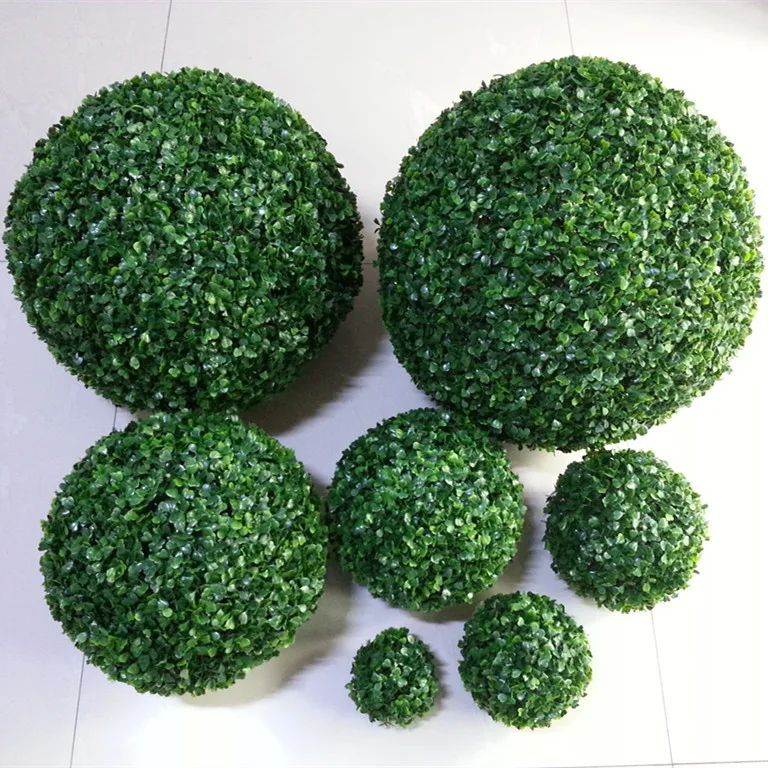 Bola de hierba artificial hojas verdes con hojas redondas para jardÃn creativo decoración del hogar tienda.jpg Jardín creativo Decoración