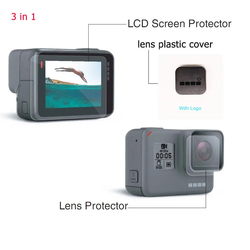 For Gopro hero 5 hero 6 Accessories lens Screen Protector Cover Lens Protecive Film With Logo