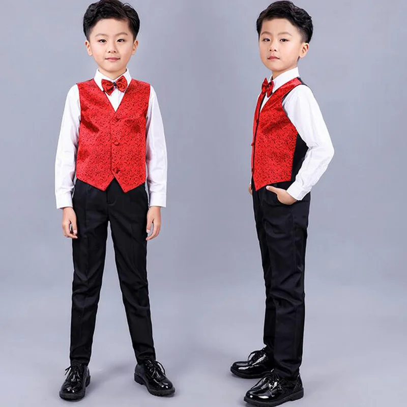 Boys vest set children clothing set boys suits for weddings Prom clothes child piano costume suit for boy waistcoat shirt pants (4)