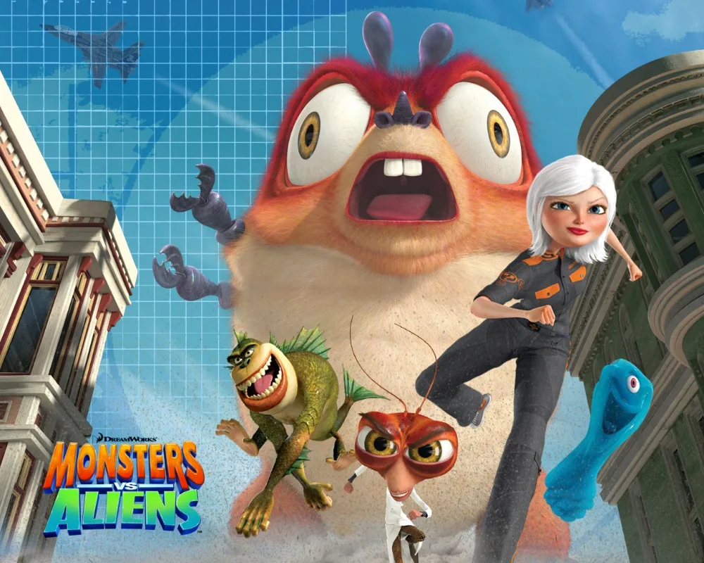 Free shipping,Monsters vs Aliens Movie,Poster HD HOME WALL Decor Custom