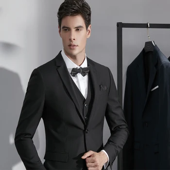 

Classic Black Formal Business Suits Slim Fit Suits for Men Custom Made Notched Lapel Single Breasted Weeding Suits 3Pcs