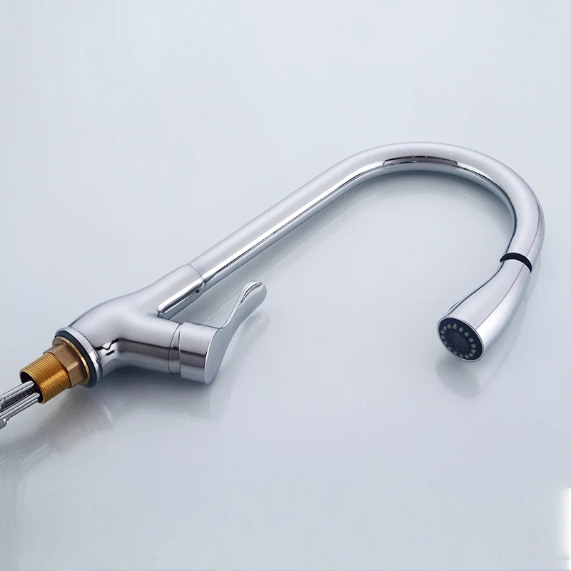 Fapully Kitchen Faucet Pull Out Deck Mounted Mixer Tap Chrome Polished Single Handle Hole Flexible Kitchen Tap Fapully Kitchen Faucet Pull Out Deck Mounted Mixer Tap Chrome Polished Single Handle Hole Flexible Kitchen Tap