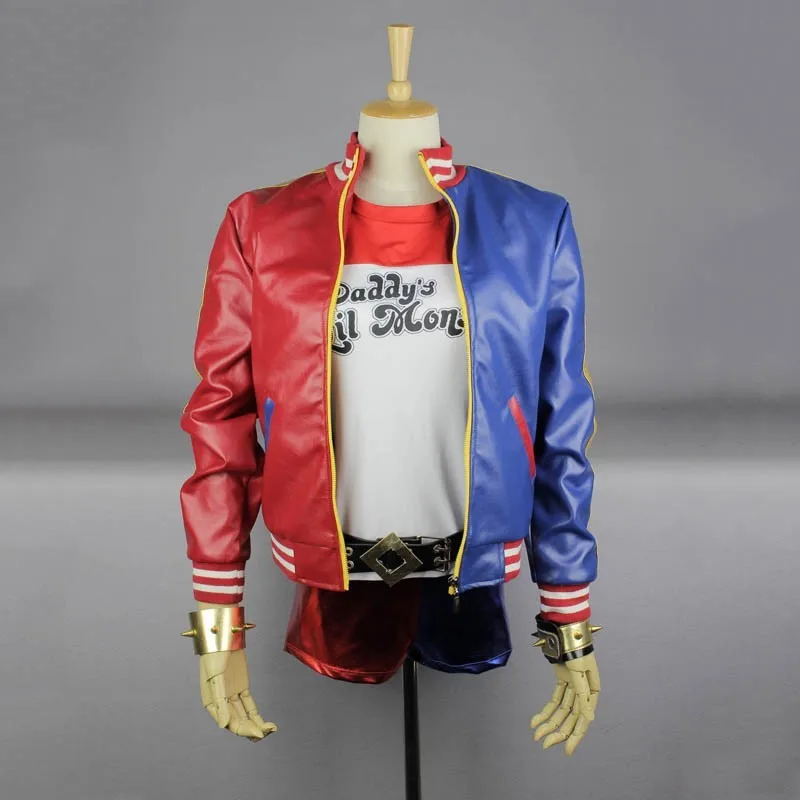 

High Quality Cosplay Batman Suicide Squad Joker Harley Quinn Jacket Daddy's Lil Monster Clown Cosplay Costume Joker Pu Jacket