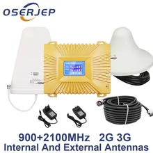 70dB lcd дисплей GSM 900 3g 2100 mhz двухдиапазонный GSM 3g UMTS Усилитель сотового телефона 3g WCDMA 2100 мобильный ретранслятор+ антенна