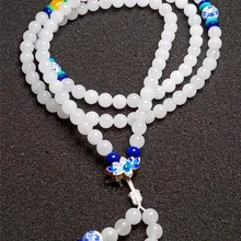 14 мм натуральный белый браслет нефрита