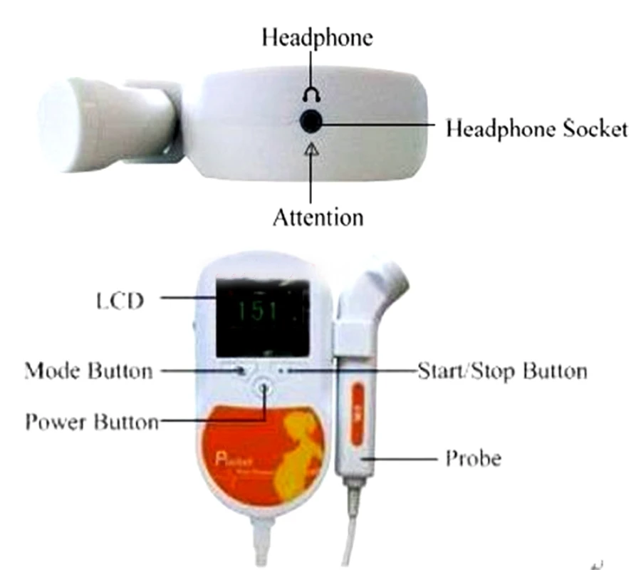 

Contec 2MHz Orange Sonoline-C New Fetal Baby Heart Monitor , Fetal Doppler