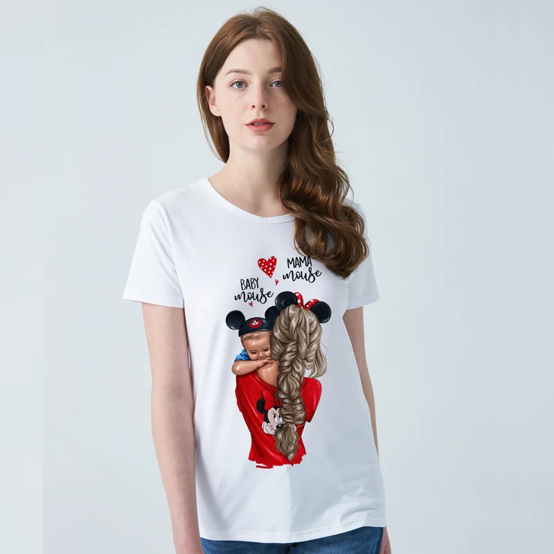 ZSIIBO/одинаковые Семейные футболки для мамы и дочки Корейская мода Harajuku Kawaii Белый