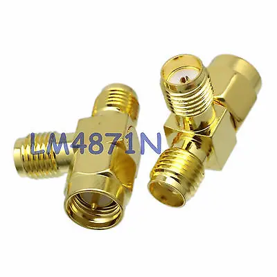 

1pc Adapter SMA male PLUG to 2x SMA female JACK T edge Splitter connector 1M2F