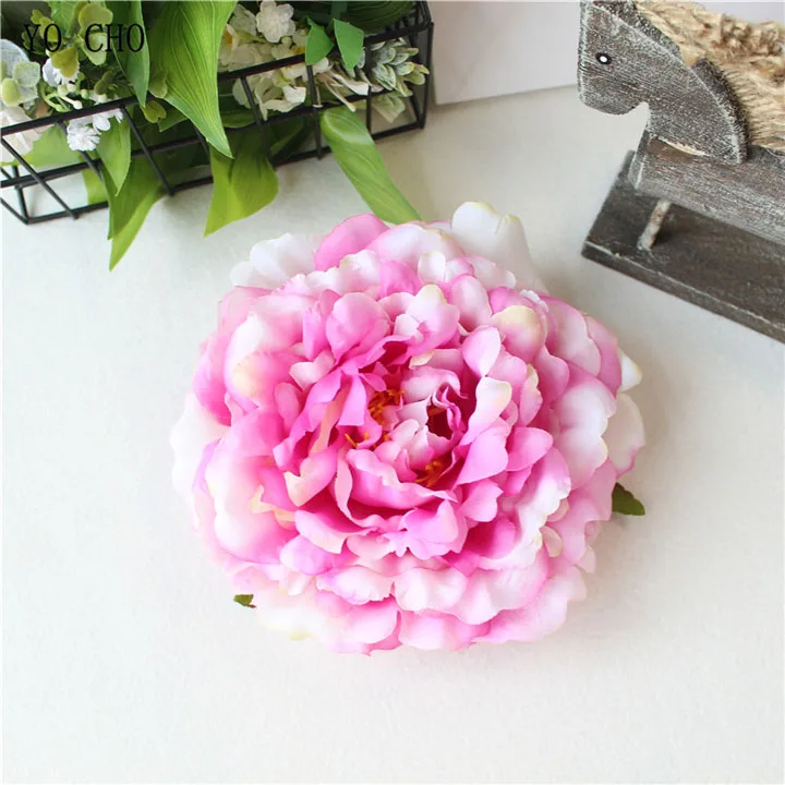 Artificial Peony Flower Head Silk Rose Wedding Wreaths White Pink Blue Fake Flowers Big Flower Heads (9)_