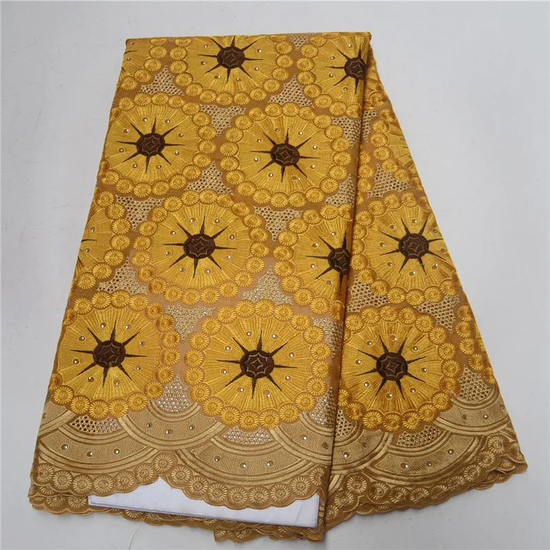 

Nigerian Lace fabrics Khaki African Swiss Voile Lace High Quality Swiss Voile Lace with Glitter Stones in Switzerland PSA90-2