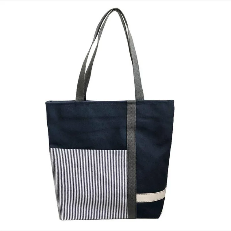  New Summer Women Canvas bohemian style strip Shoulder Beach Bag Female Casual Tote Shopping Big Bag - 32958945468