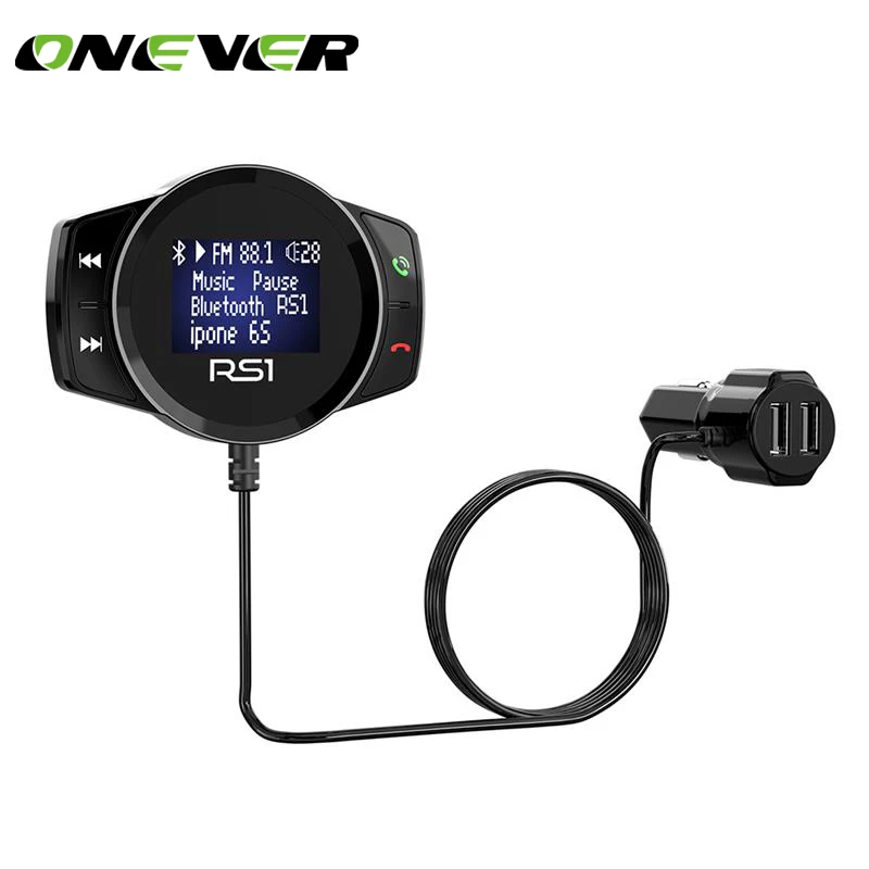 

Onever Bluetooth FM Transmitter Car MP3 Player FM Modulator Handsfree Dual USB Digital Display 3.1A Quick Car Charger