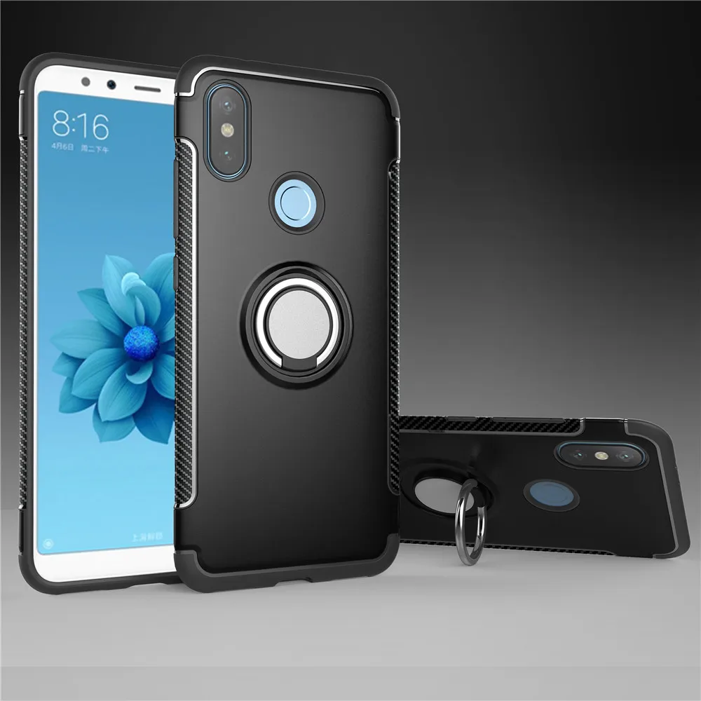 

For Xiaomi Redmi Note 5 Pro Case Cover Colorful Metal Magnetic Ring Holder Soft Silicone TPU Luxury Case for Redmi Note 5 Pro