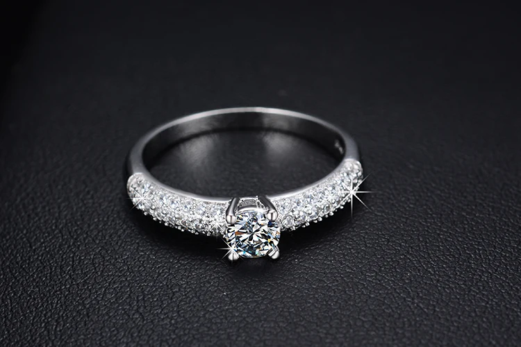 Новое поступление высококачественный Блестящий CZ Циркон ladies' обручальные кольца 925 Стерлинговое серебро палец кольцо подарок на день Святого Валентина не выцветает