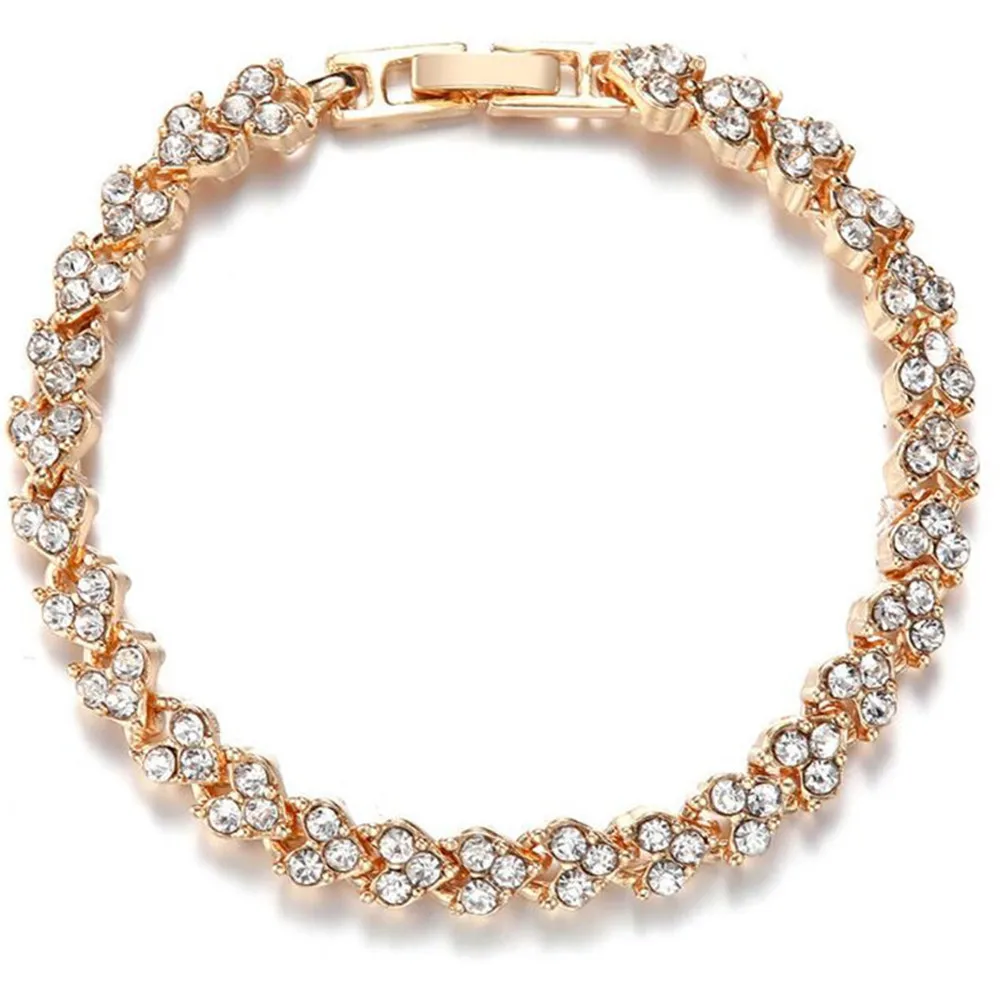 Римский стиль браслеты для женщин украшение с защелкой модные браслеты-цепочки золотого, серебряного цвета хрустальные браслеты с подвесками Подарки для мам - Окраска металла: Золотой цвет