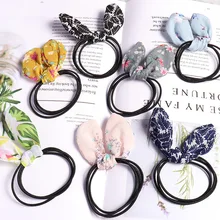 1 шт волос веревки для головные уборы для девушек новая ткань небольшой цветочный кролик ушки с бантом волосы на кольцевом креплении веревка цветок G0409