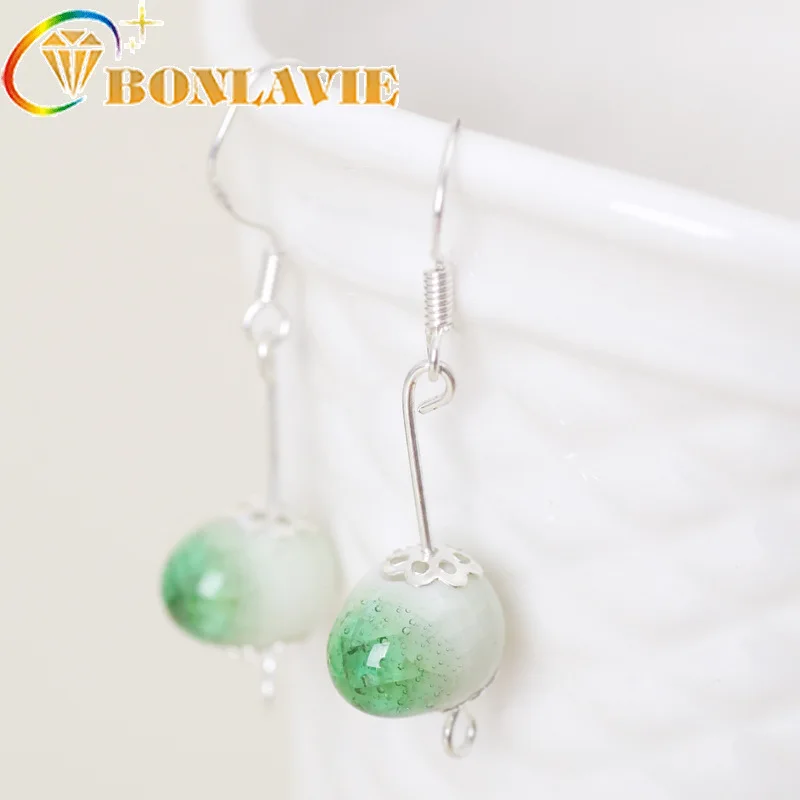 

Hot Sale Ceramics Woman Ornaments Eardrop Crackle Glazed Pottery Porcelain Earrings Ethnic Woman Jewelry Accessories