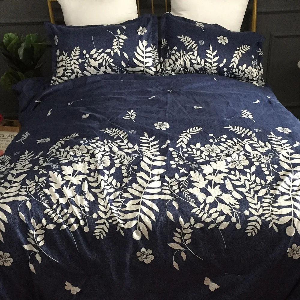 

Floral Comforter Quilt polyester blue color Blanket Queen Size 3pcs