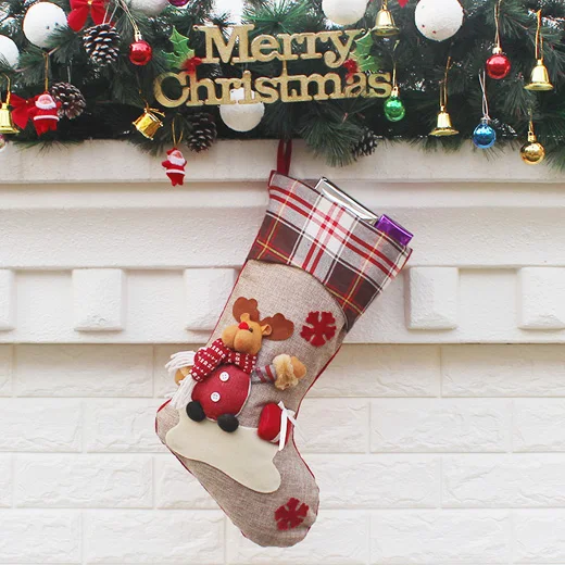 Рождественские Чулки с Рождеством Санта мешки мешок Санта-Клауса рождественские подарочные сумки Флешка Санта Клаус носок для подарков украшения - Цвет: Moose