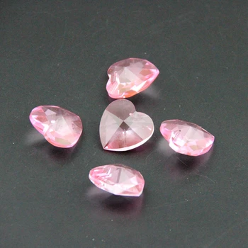 

Pink 28mm Hear Shape Crystal Beads 100pcs Glass Lighting Prism Suncatchers For Home Decoration Prism Pendants Drop DIY Part