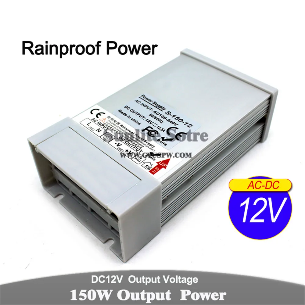 Блок питания DC 12V 12.5A 150W преобразователь драйвера 110v 220V AC DC12V непромокаемые SMPS для светодиодной ленты световой монитор cctv