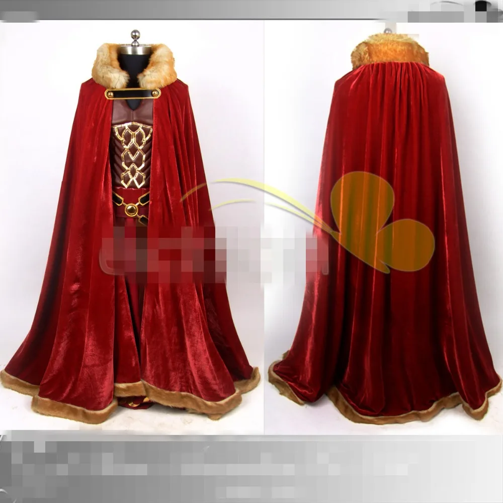 Костюм для косплея из аниме Fate Zero Rider платье короля с Красной бархатной накидкой Z|