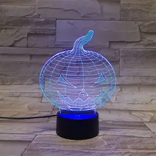 Хэллоуин Тыква светодиодный 3D ночник 7 цветов Изменение спальни свет светодиодный ночник акриловый USB 3D светодиодный светильник атмосферная лампа