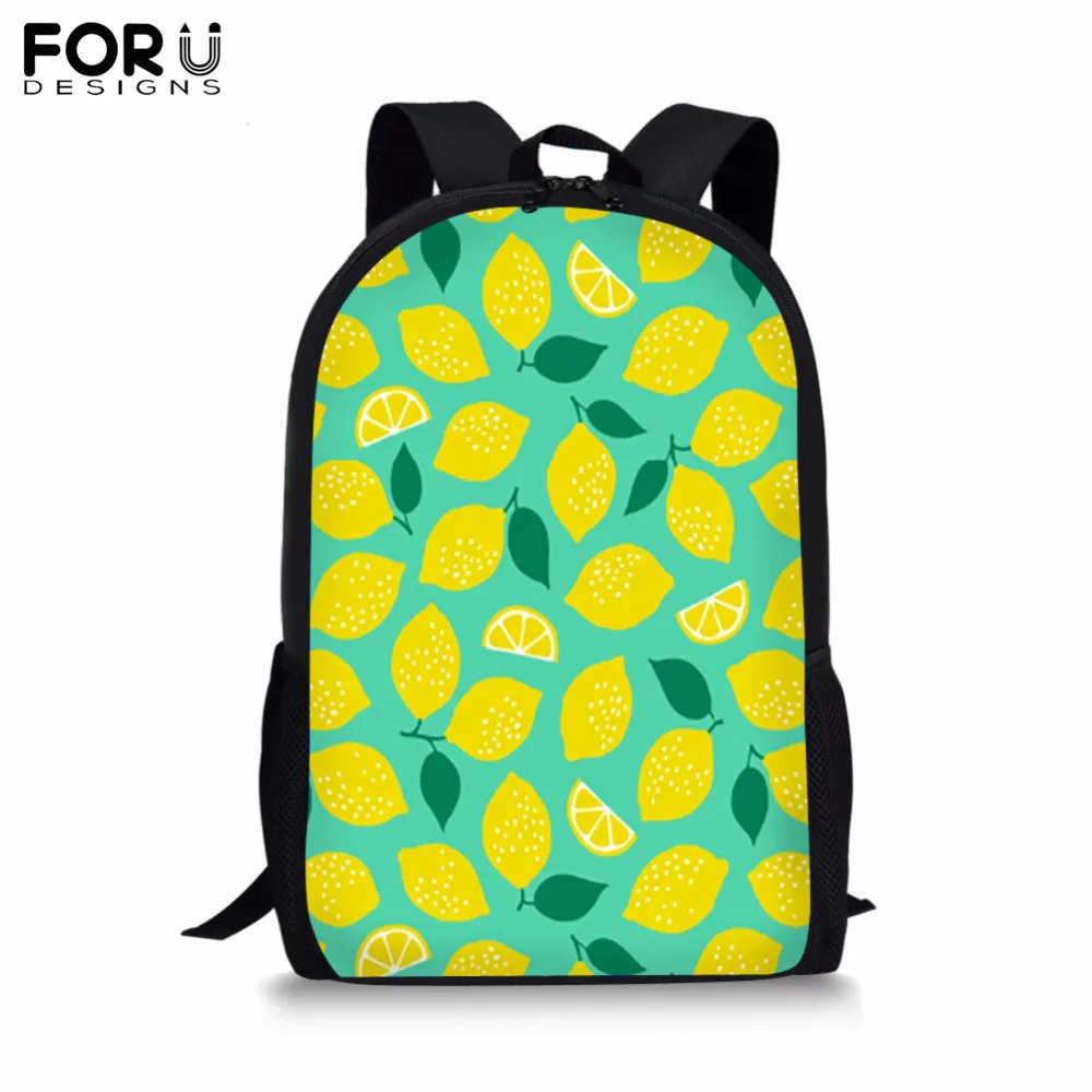 

FORUDESIGNS Fruit Print Backpack for Teenager Girls Boy Customize Image School Bag Children's BookBag Student Mochila Bolsa