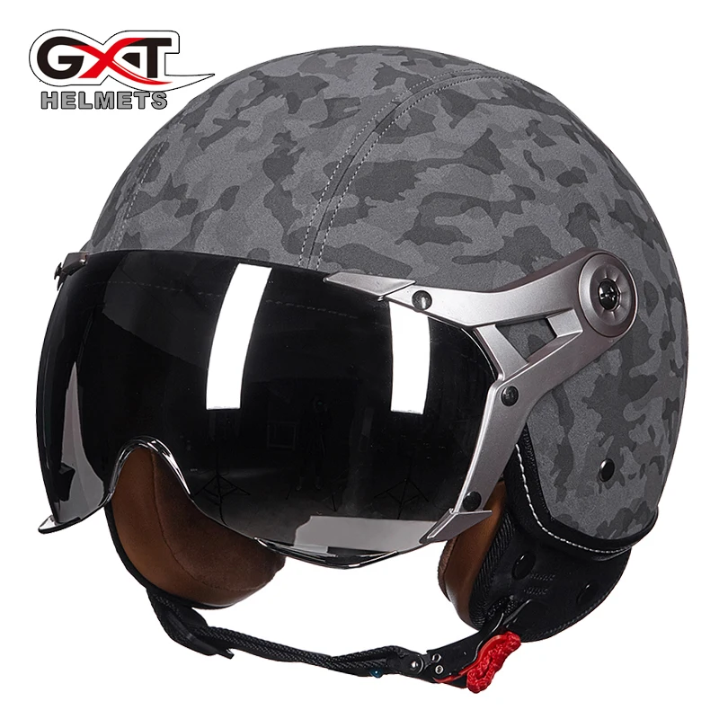 GXT половина шлем из искусственной кожи для мужчин wo Capacete мотоциклетные Ретро Винтаж Casco шлемы