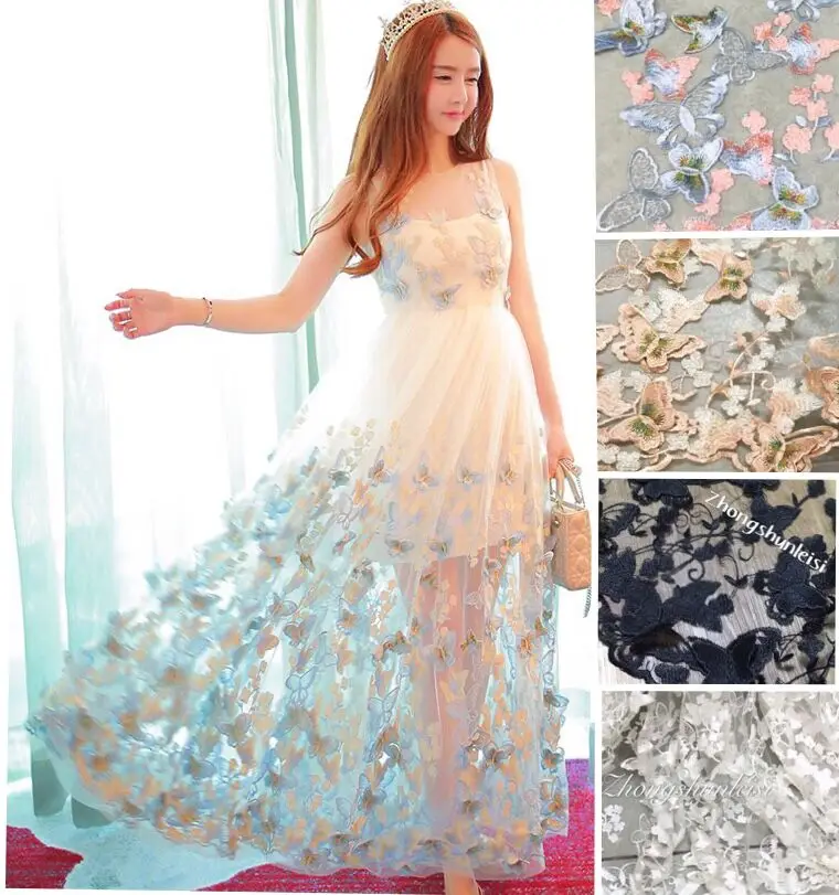 Южная Корея 3D трехмерный цветок Сеть пряжа Переводные картинки с бабочками многоцветная вышивка кружева Европа и США