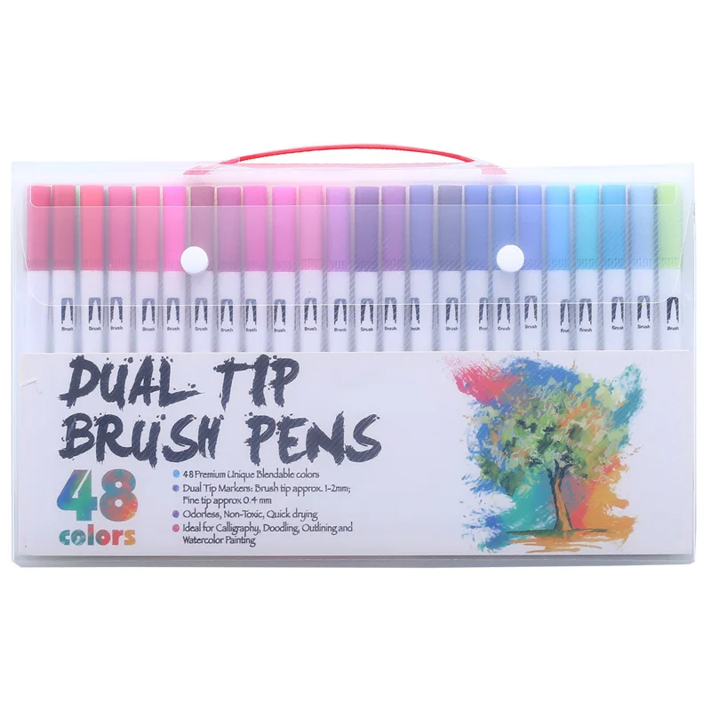 100 цветов художественные маркерные ручки с двойным наконечником ручка-карандаш для рисования детей акварельные ручки школьные принадлежности канцелярские принадлежности - Цвет: 48 white color