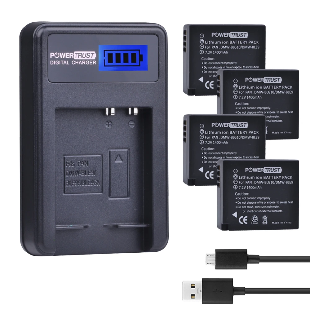 

4Pcs DMW-BLG10 DMW BLG10 DMW-BLE9 BLE9 BLE9E Camera Battery+ LCD USB Charger for Panasonic Lumix DMC GF6 GX7 GF3 GF5 GX80