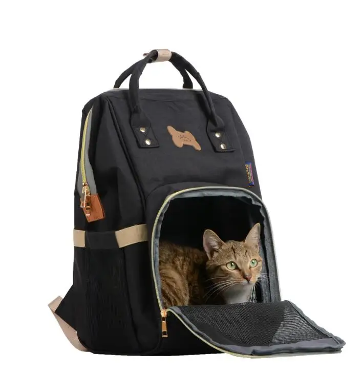 Модный дизайн, канва сумка для домашних животных кошка собака Перевозчик Сумка для путешествий на плечо переносная сумка рюкзак удобный чихуахуа - Цвет: Черный