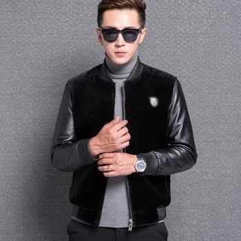 

1776 New Fashion Man Cashmere Wool coat Male Leather Jacket Fur Short Overcoat