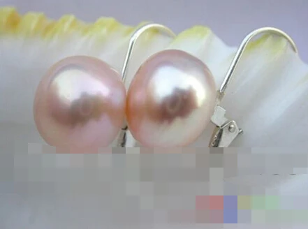 

free shipping 00043 pink round freshwater pearl earring hook