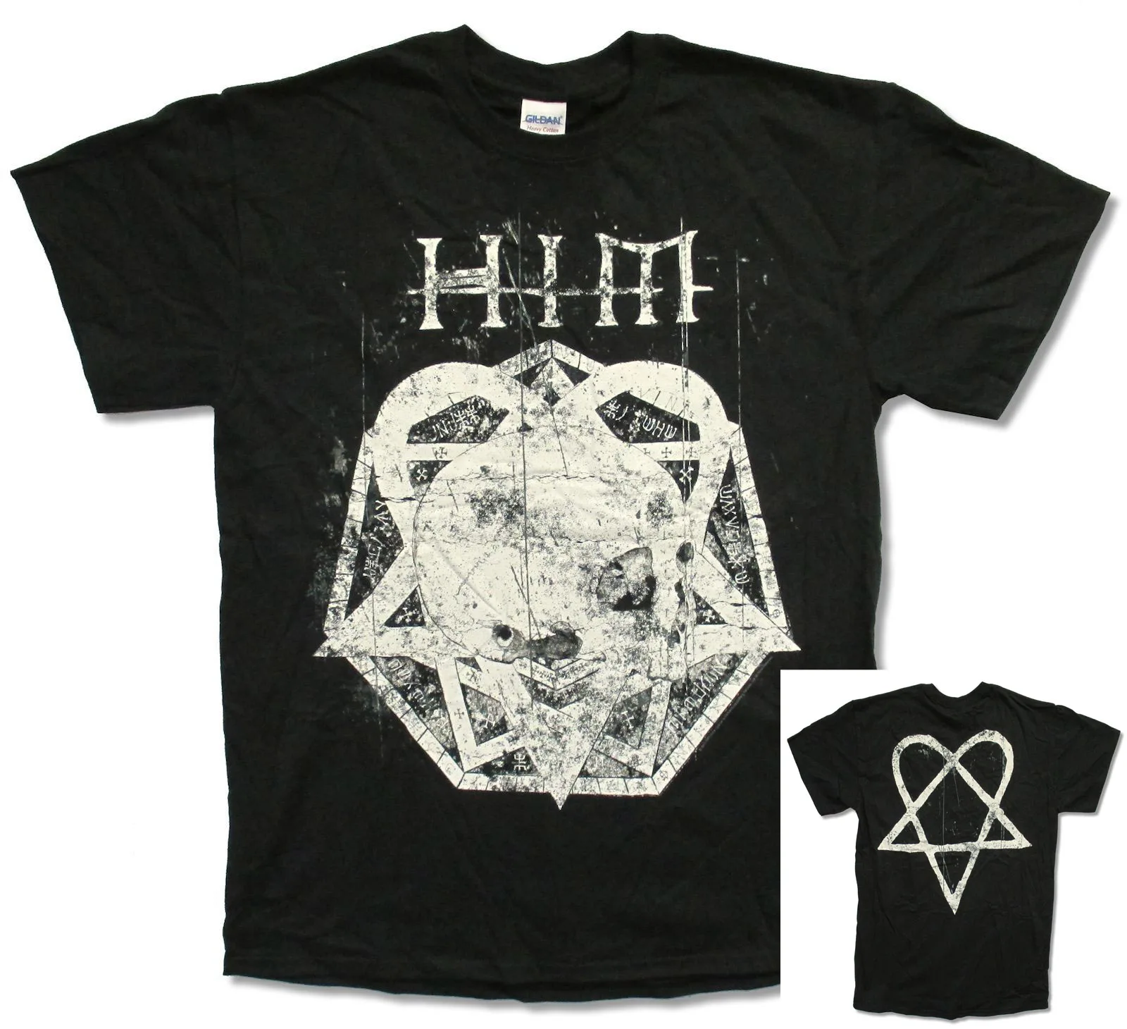 

HIM H.I.M. "SKULLGRAM" BLACK T-SHIRT NEW OFFICIAL ADULT BAND MUSIC HEARTAGRAM Cheap Crew Neck Men'S Top Tee