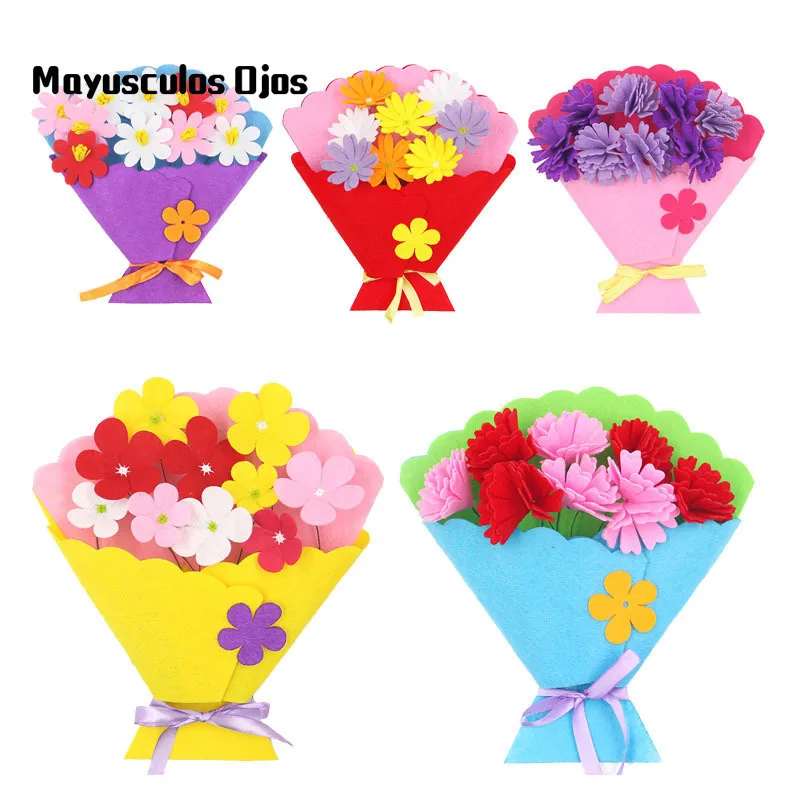 

1PC Non-woven Hand-held Bouquets Non-woven Flower Pots Potted Teachers' Day Gifts Children's Handmade DIY Production Kit Toys