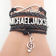 Новое поступление браслет Бесконечность Майкл Джексон музыка Шарм Кожаный браслет певицы браслет художника
