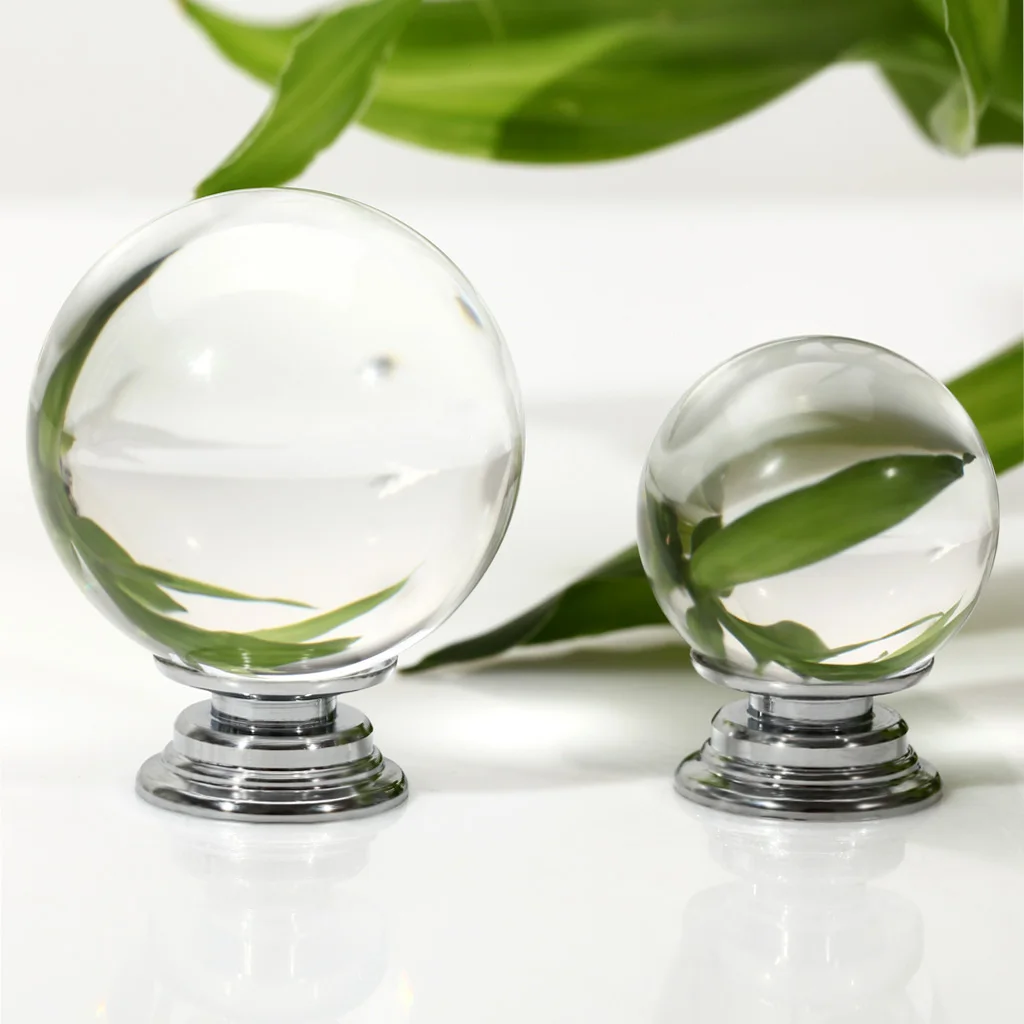 8 X LS H3010 30MM Clear Crystal Glass Door Knob + Screw Drawer Pulls