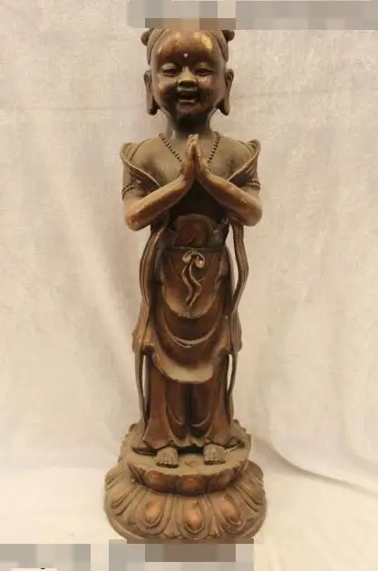 

S03010 19"China Folk Purple Bronze Lifelike Lucky happiness virgin boy Statue B0403