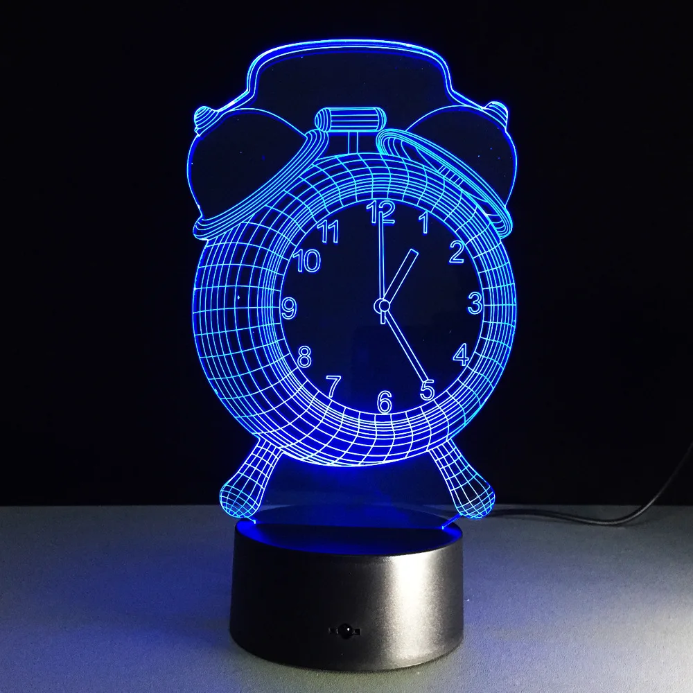 

3D Visual Alarm clock LED Night Light For Decoration 7 colors touch changing DIY Night Lamp birthday gift for children student