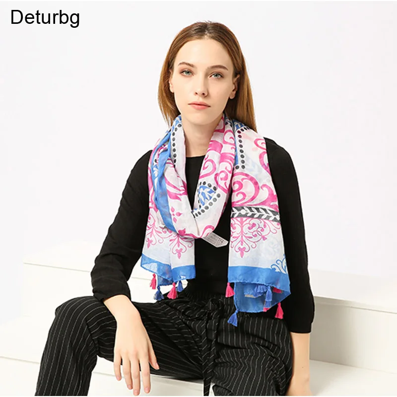 Japanese Style Voile Scarf Tassel Women's Luxury Brand Scarves for