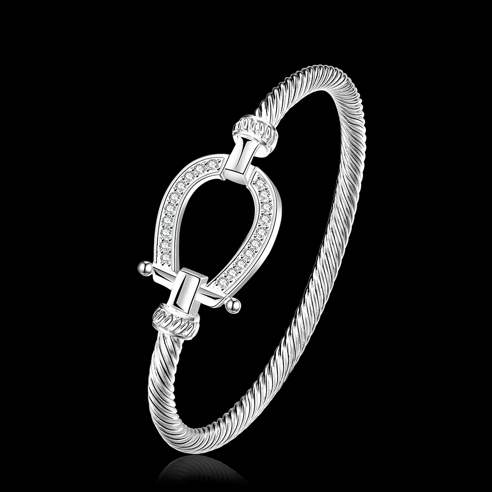 MEEKCAT 925 штампованный посеребренный браслет для обуви Filles Horse, браслет в форме капли воды, модные ювелирные изделия для женщин, подарок на день Святого Валентина