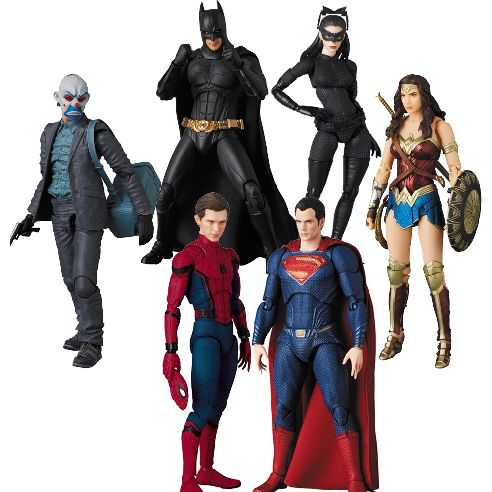 Потрясающий Спайдермен MAFEX Супермен Бэтмен Джокер женщина кошка Селина чудо ПВХ
